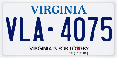 VA license plate VLA4075