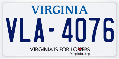 VA license plate VLA4076