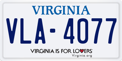 VA license plate VLA4077