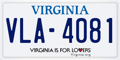 VA license plate VLA4081