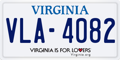VA license plate VLA4082