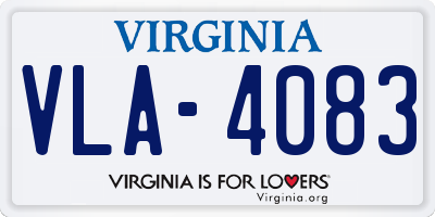 VA license plate VLA4083
