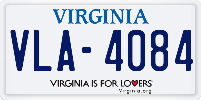 VA license plate VLA4084
