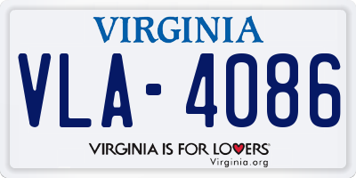 VA license plate VLA4086
