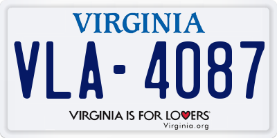 VA license plate VLA4087