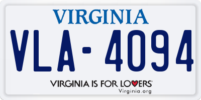 VA license plate VLA4094