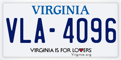 VA license plate VLA4096
