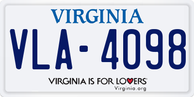 VA license plate VLA4098
