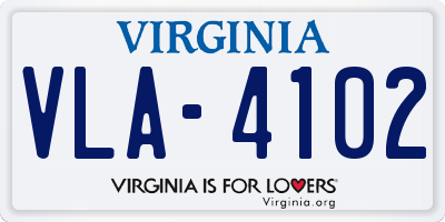VA license plate VLA4102