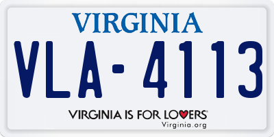 VA license plate VLA4113