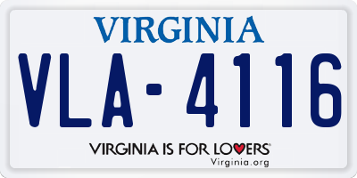 VA license plate VLA4116