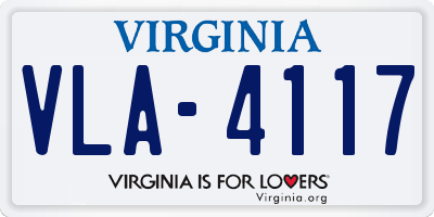 VA license plate VLA4117