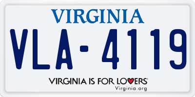 VA license plate VLA4119