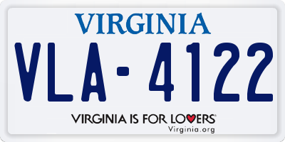VA license plate VLA4122