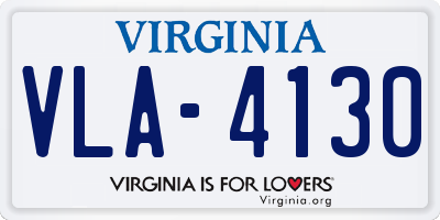 VA license plate VLA4130