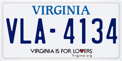 VA license plate VLA4134