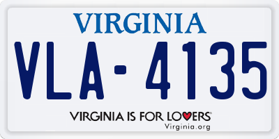 VA license plate VLA4135