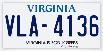 VA license plate VLA4136