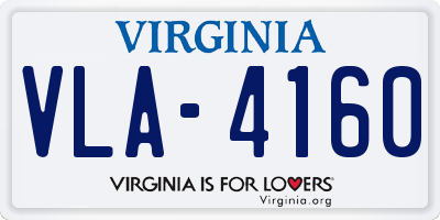 VA license plate VLA4160