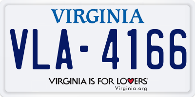 VA license plate VLA4166
