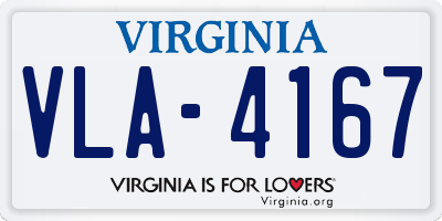 VA license plate VLA4167
