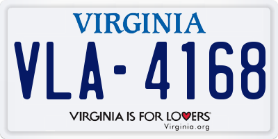 VA license plate VLA4168