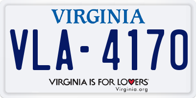 VA license plate VLA4170