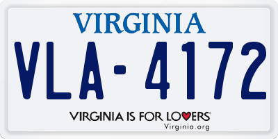 VA license plate VLA4172