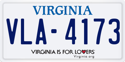 VA license plate VLA4173