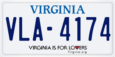VA license plate VLA4174