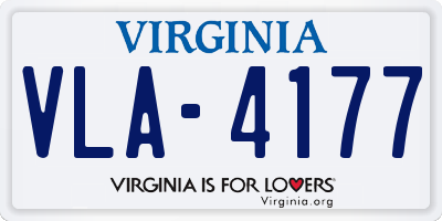 VA license plate VLA4177