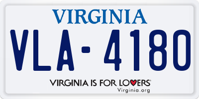 VA license plate VLA4180