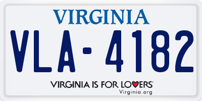 VA license plate VLA4182