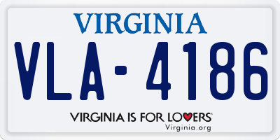 VA license plate VLA4186