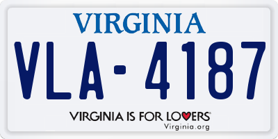 VA license plate VLA4187