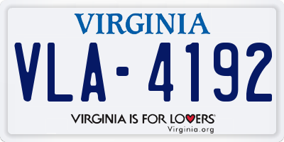 VA license plate VLA4192