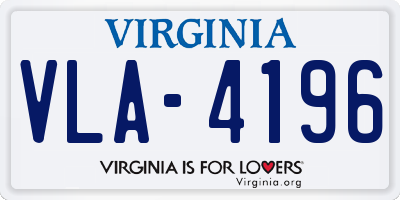 VA license plate VLA4196