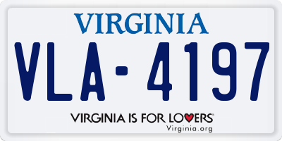 VA license plate VLA4197