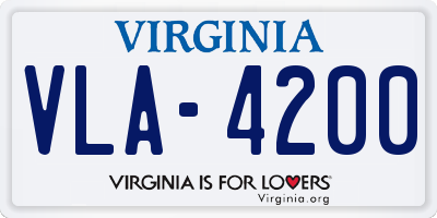 VA license plate VLA4200