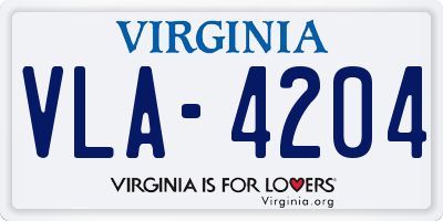VA license plate VLA4204
