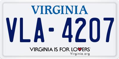 VA license plate VLA4207