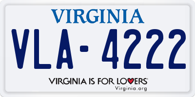VA license plate VLA4222