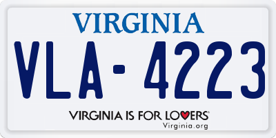 VA license plate VLA4223