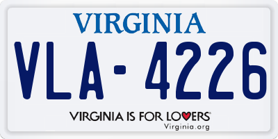 VA license plate VLA4226