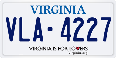 VA license plate VLA4227