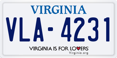 VA license plate VLA4231