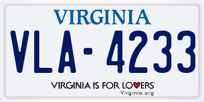 VA license plate VLA4233