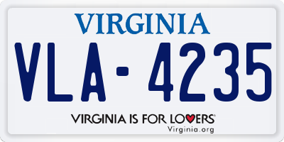 VA license plate VLA4235