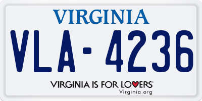 VA license plate VLA4236