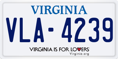 VA license plate VLA4239